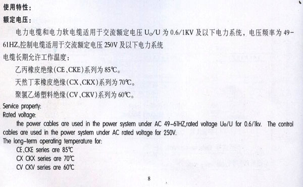 船用电缆产品命名及字母代号使用特性